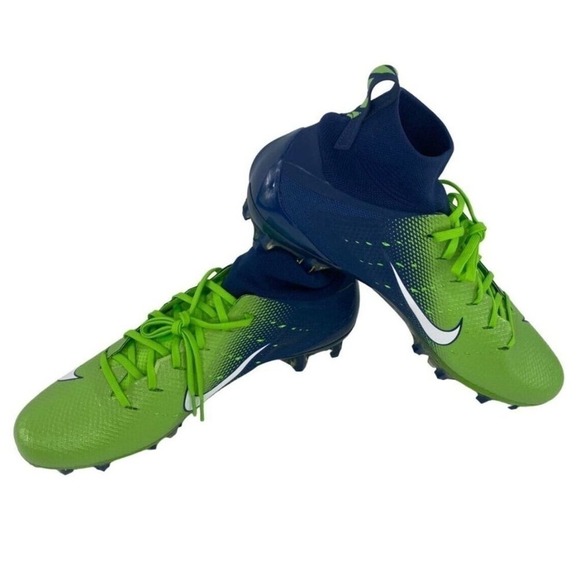 Nike Vapor Untouchable Pro 3 Sz 13.5 Seahawks Neon Green Navy Cleats AO3021-400 - Picture 2 of 7